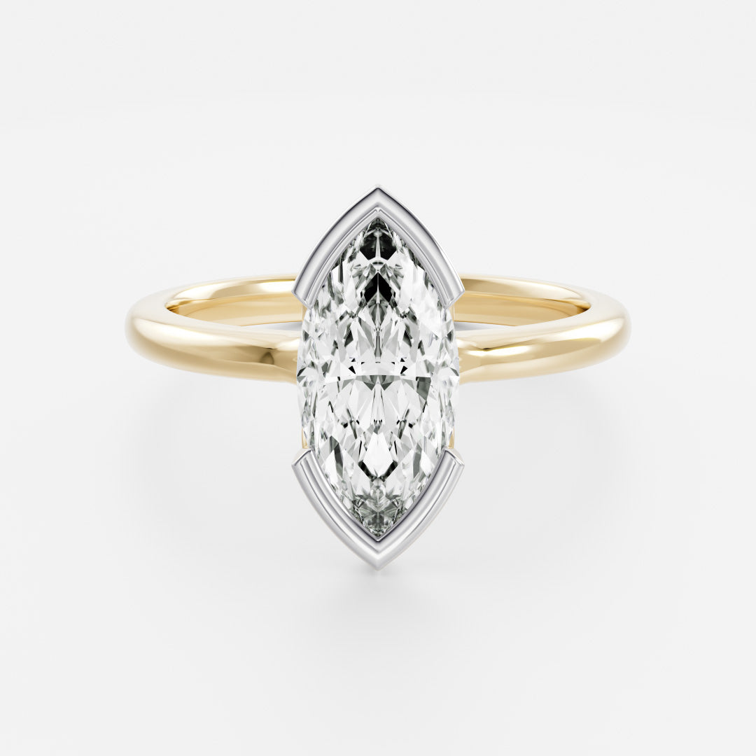 2.0CT Marquise Lab Grown Diamond Half Bezel Engagement Ring