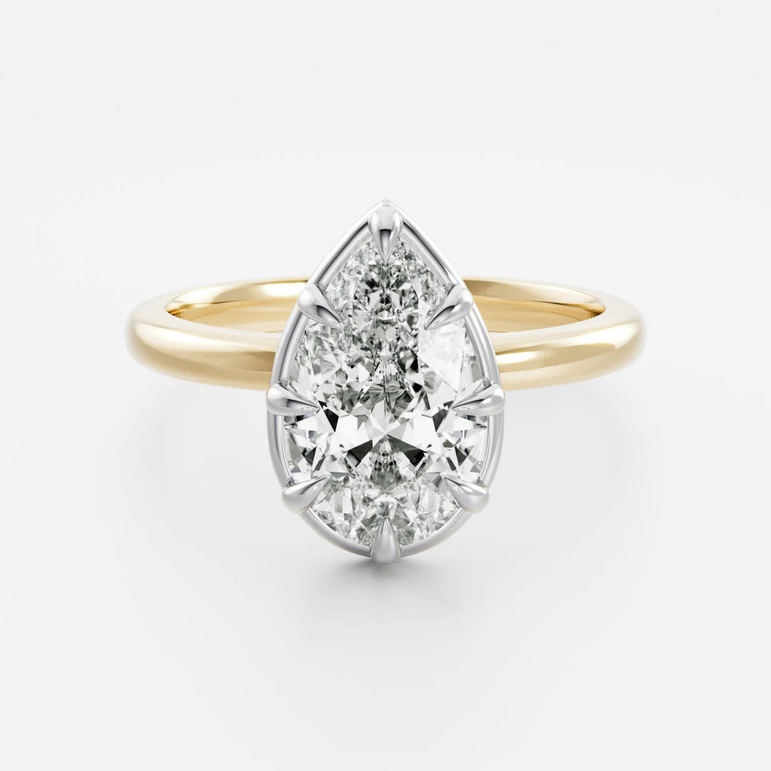 2.50CT Pear Cut Lab Grown Diamond Bezel Solitaire Engagement Ring