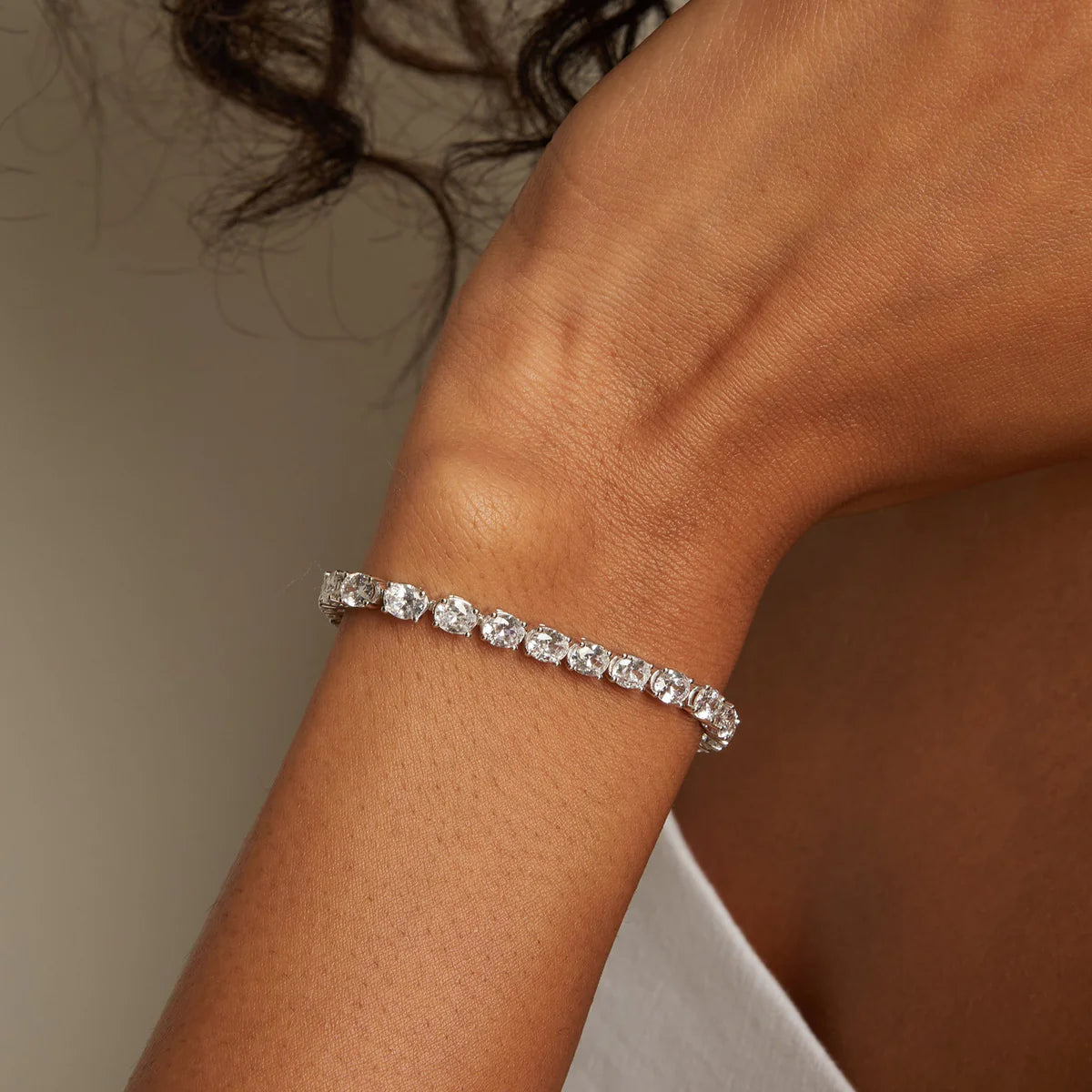 East West Oval Lab Grown Diamond Tennis Bracelet