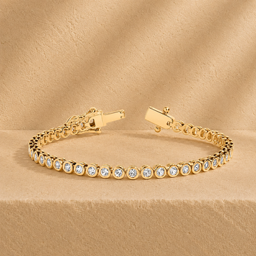14K Solid Gold Bezel Set Lab Grown Diamond Tennis Bracelet