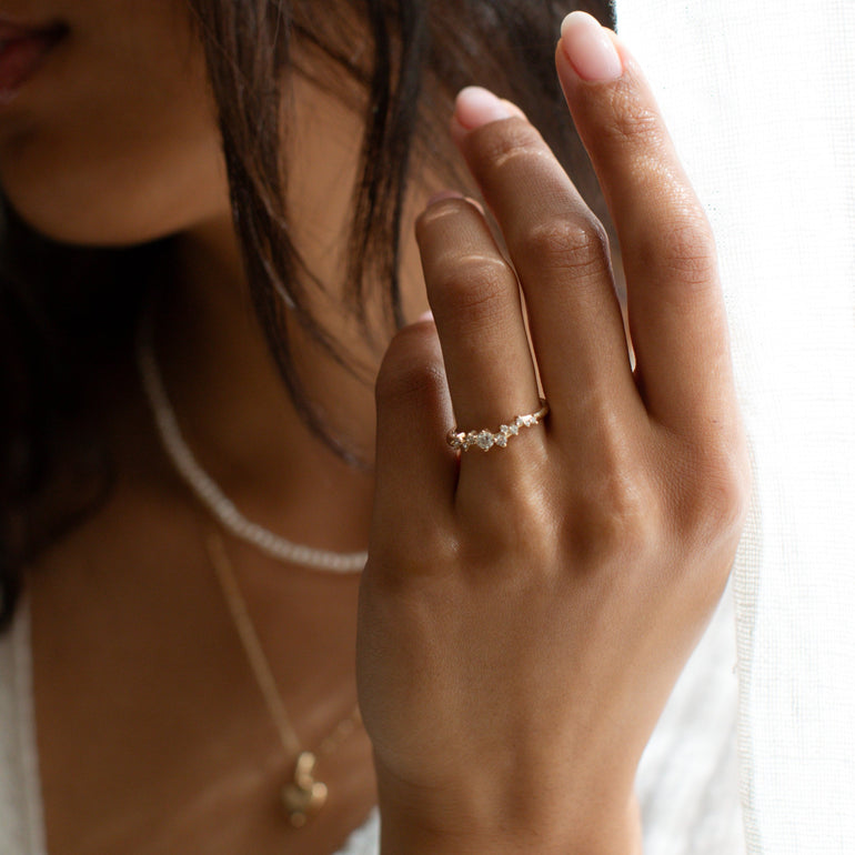 Round Lab Grown Diamond Cluster Wedding Band