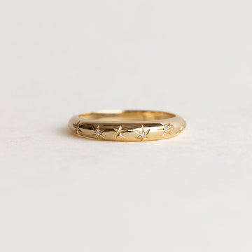 Star Flush Set Round Lab Grown Diamond Wedding Band