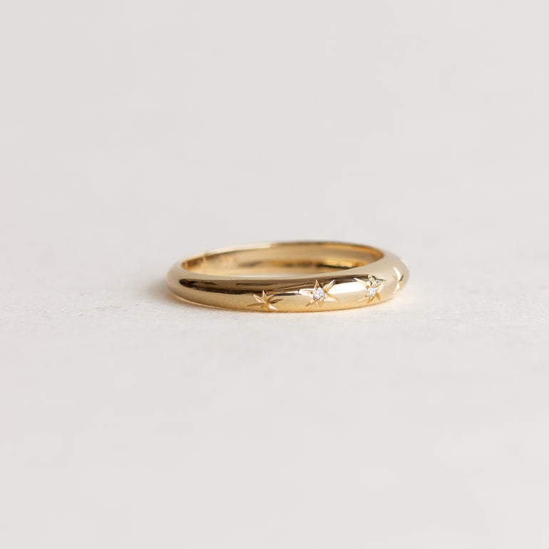 Star Flush Set Round Lab Grown Diamond Wedding Band