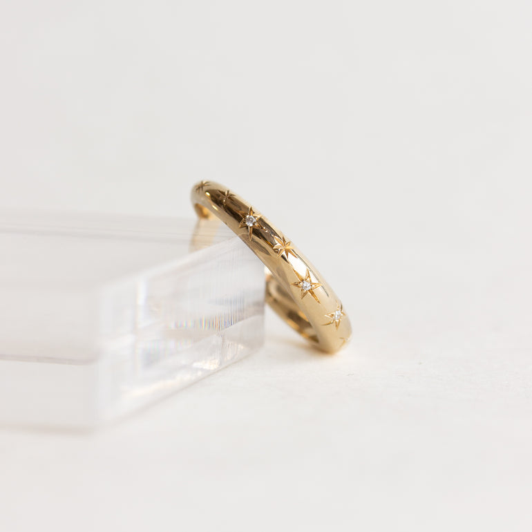 Star Flush Set Round Lab Grown Diamond Wedding Band