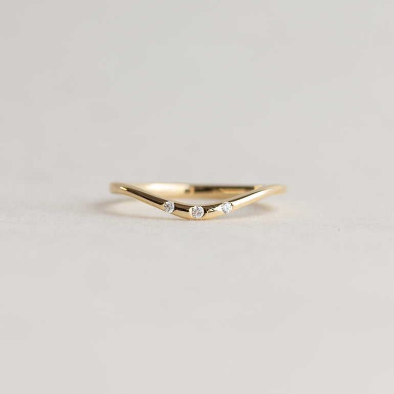 14K Solid Gold Round Lab Grown Diamond Contour Band