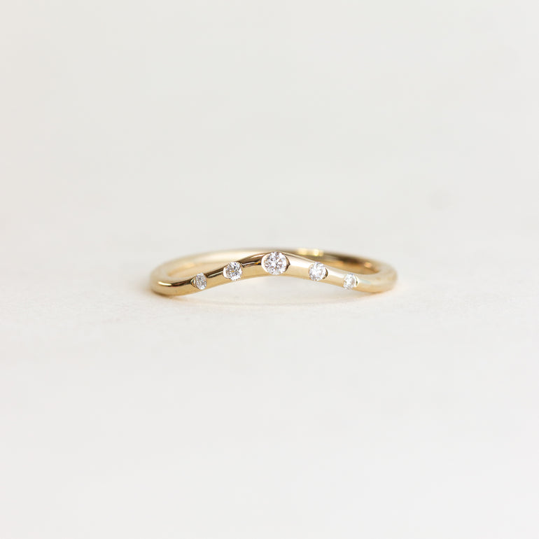 14K Solid Gold Round Lab Grown Diamond Contour Band