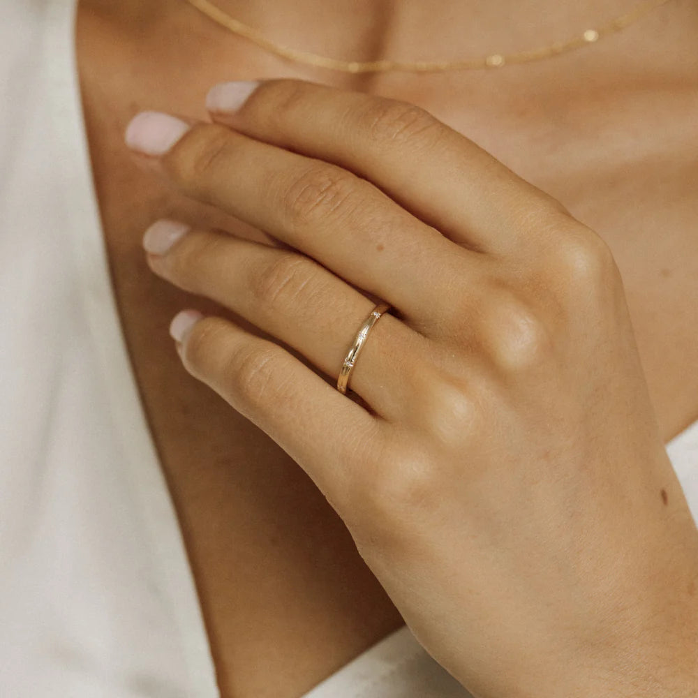 Celestial Star Flush Set Round Lab Grown Diamond Wedding Band