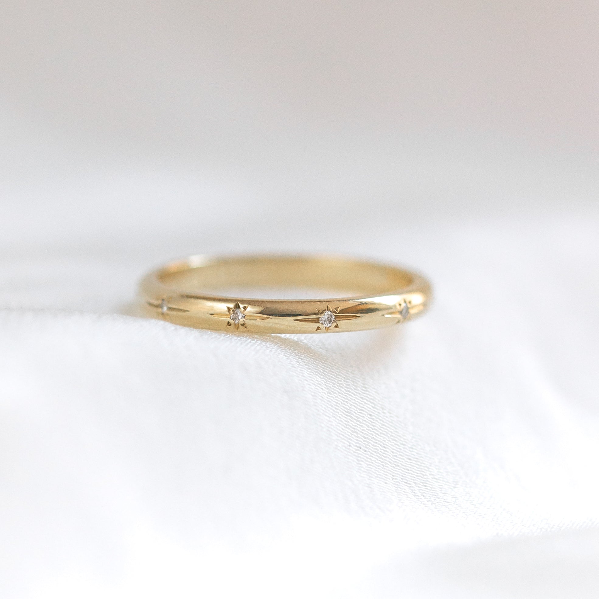 Celestial Star Flush Set Round Lab Grown Diamond Wedding Band