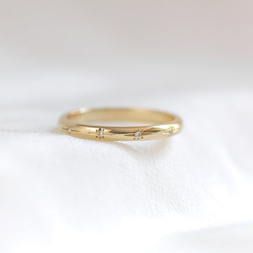 Celestial Star Flush Set Round Lab Grown Diamond Wedding Band