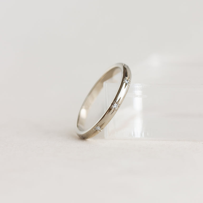 Celestial Star Flush Set Round Lab Grown Diamond Wedding Band