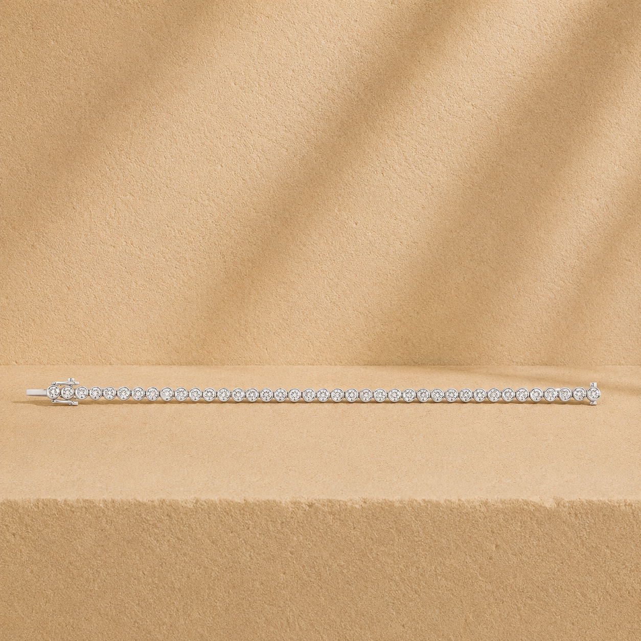 14K Solid Gold Bezel Set Lab Grown Diamond Tennis Bracelet
