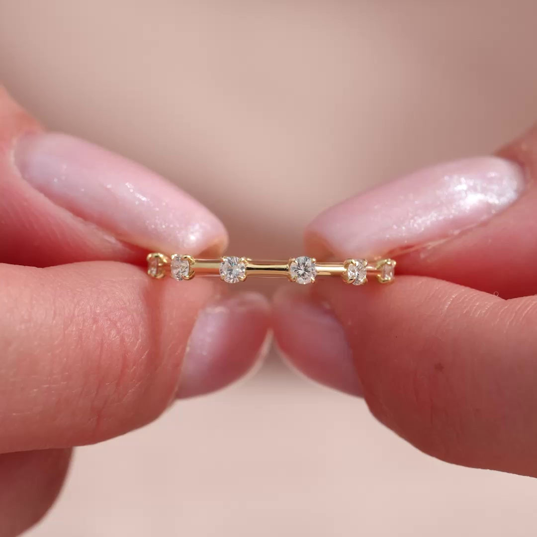 Round Lab Grown Diamond Petite Pave Wedding Band