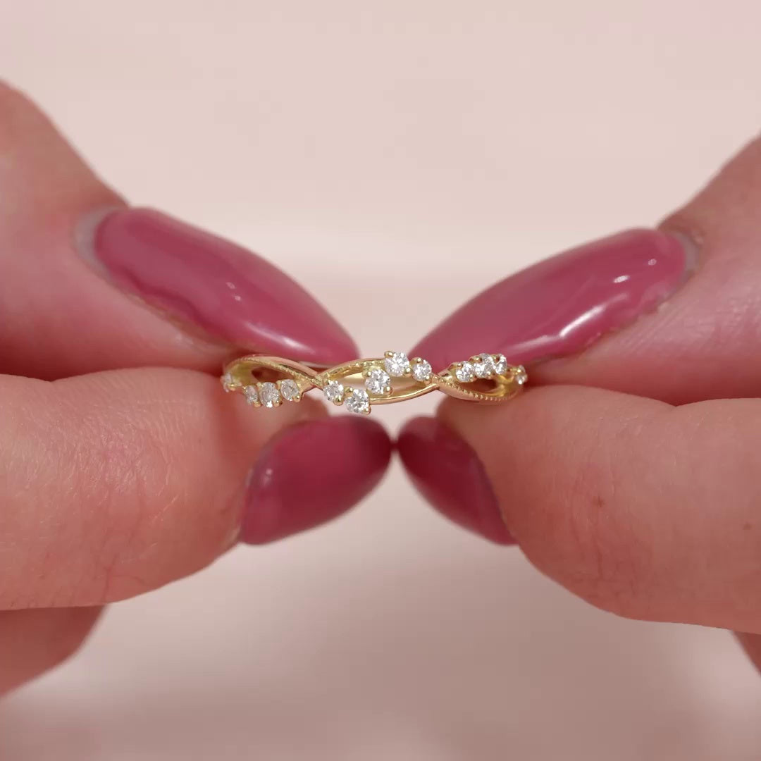 Round Lab Grown Diamond Nature Inspired Wedding Band