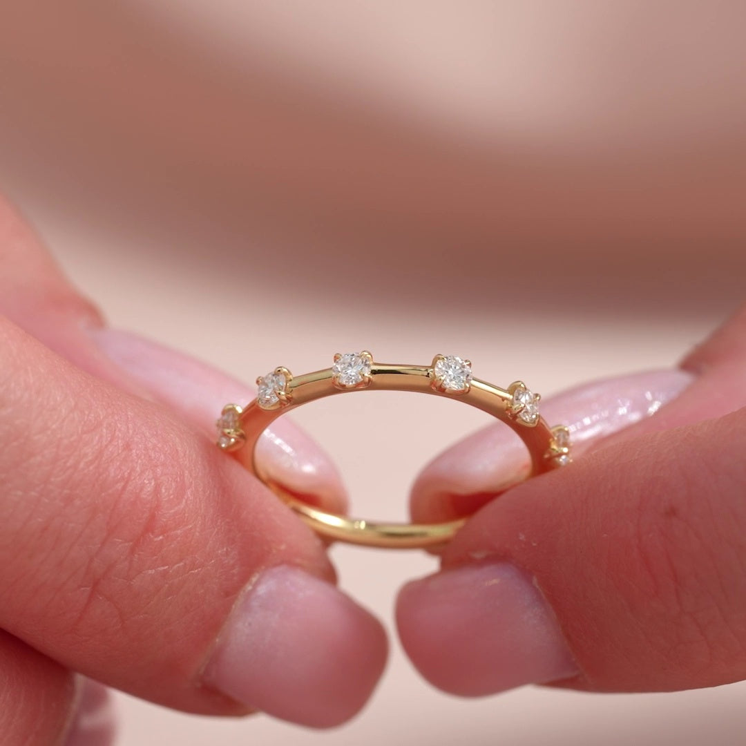 Round Lab Grown Diamond Petite Pave Wedding Band