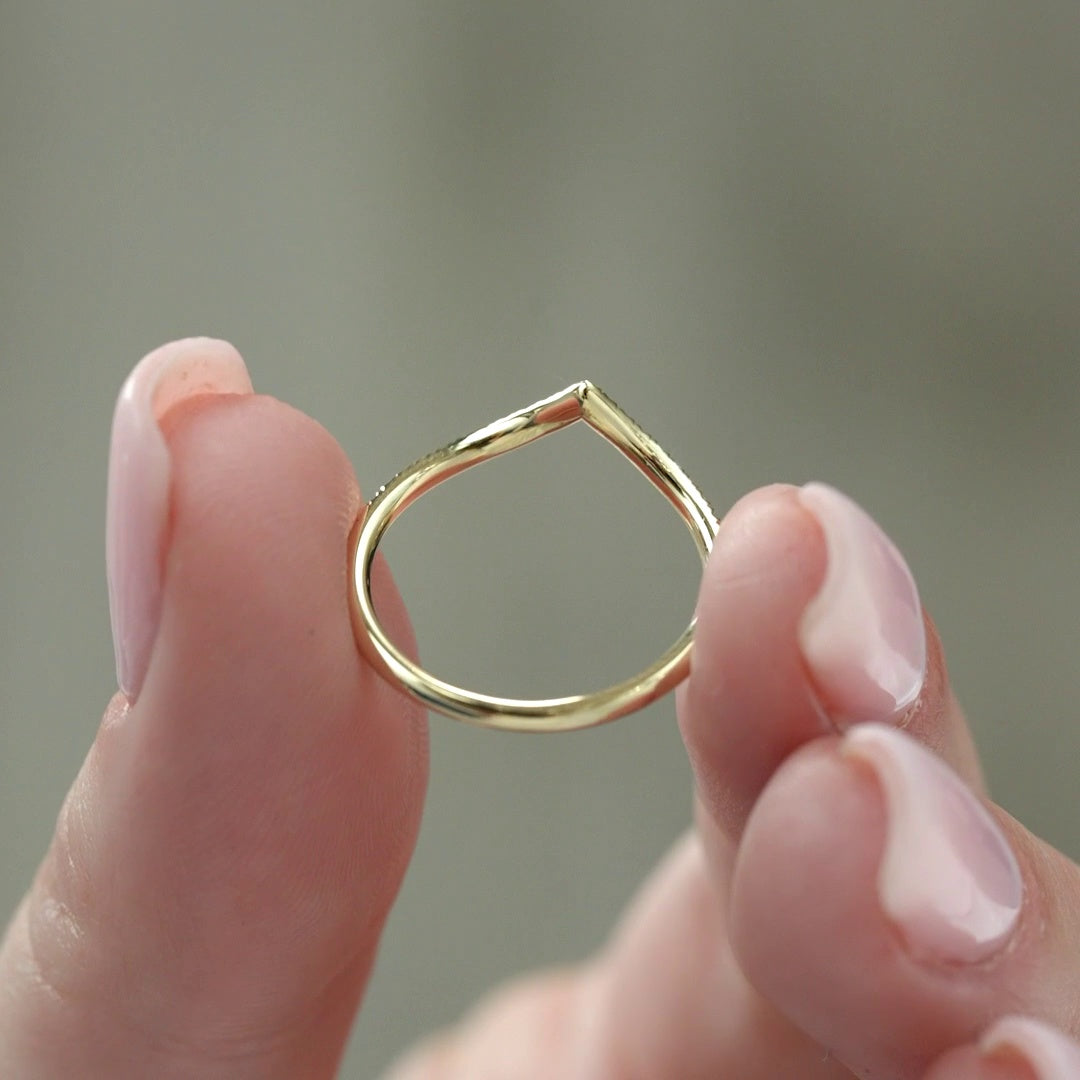 Round Lab Grown Diamond Half Eternity Pave Curved Wedding Band