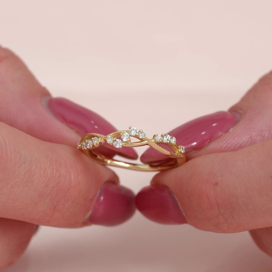 Round Lab Grown Diamond Nature Inspired Wedding Band