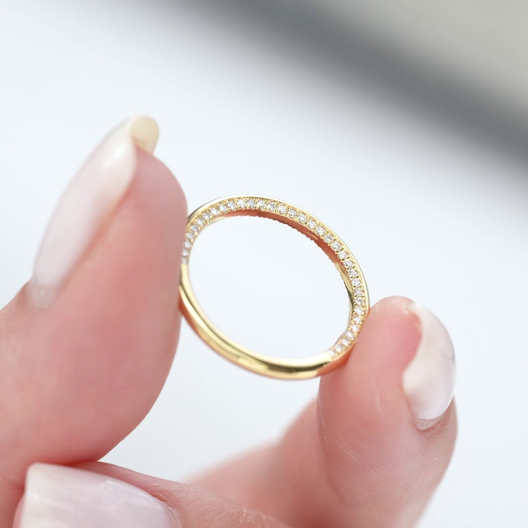 14k Solid Gold Round Lab Grown Diamond Simple Classic Wedding Band