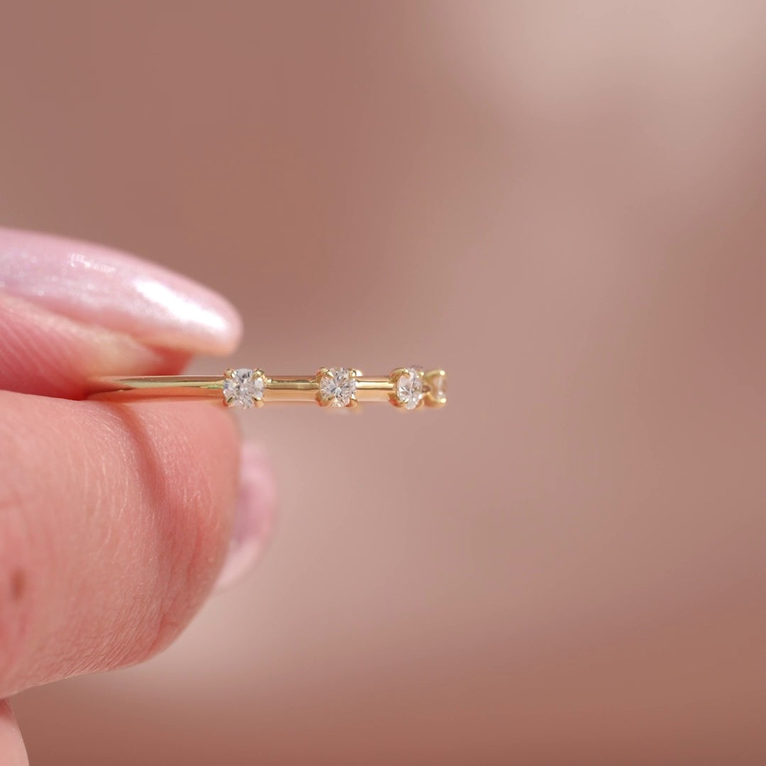 Round Lab Grown Diamond Petite Pave Wedding Band