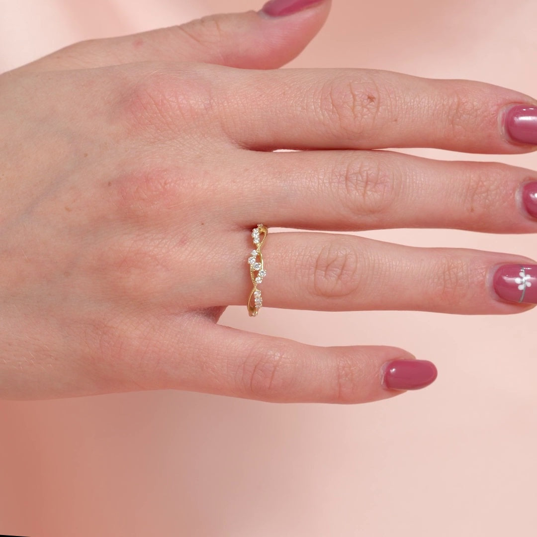 Round Lab Grown Diamond Nature Inspired Wedding Band