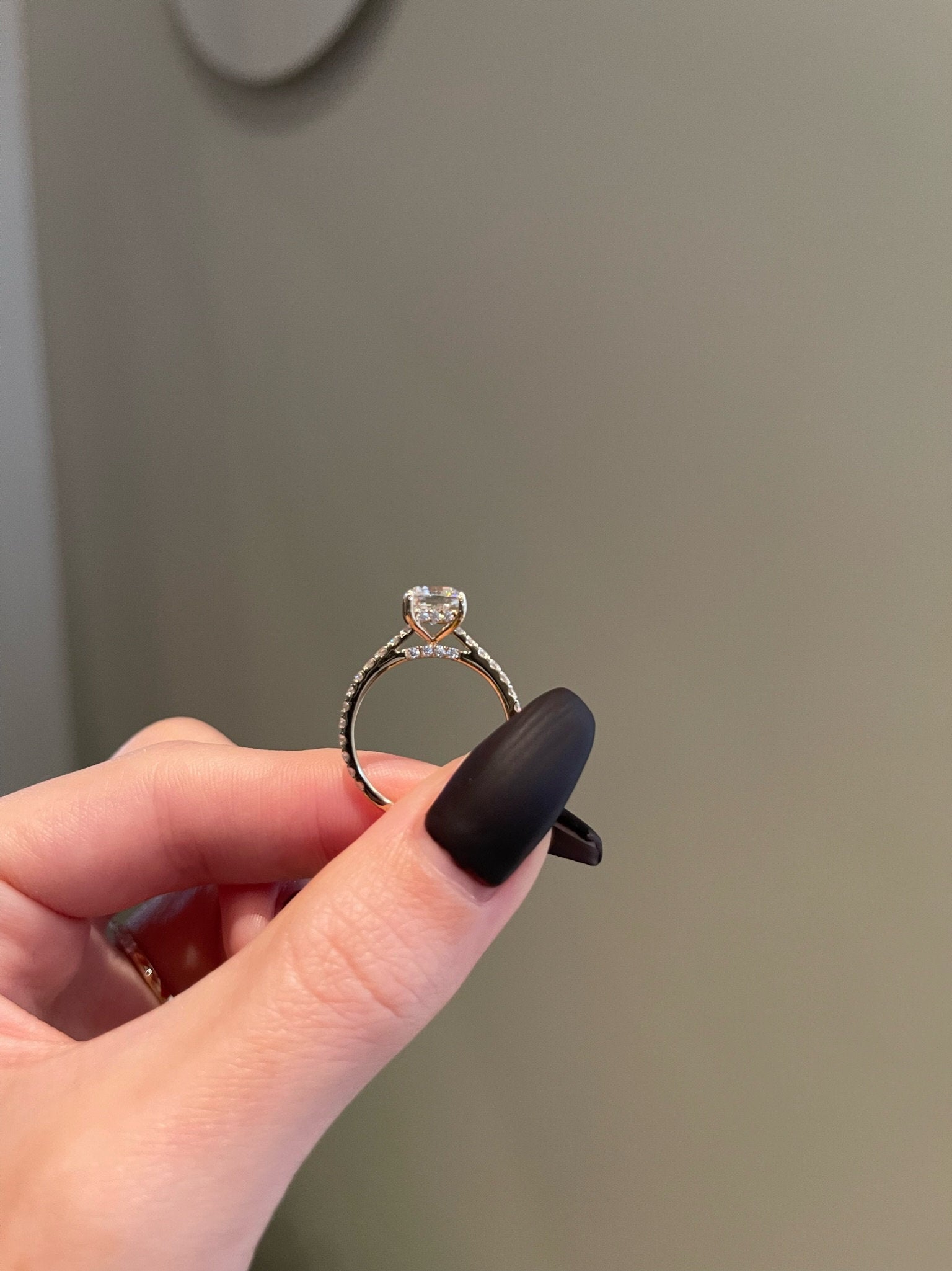 2.0CT Asscher Cut Lab Grown Diamond Hidden Halo Pave Engagement Ring