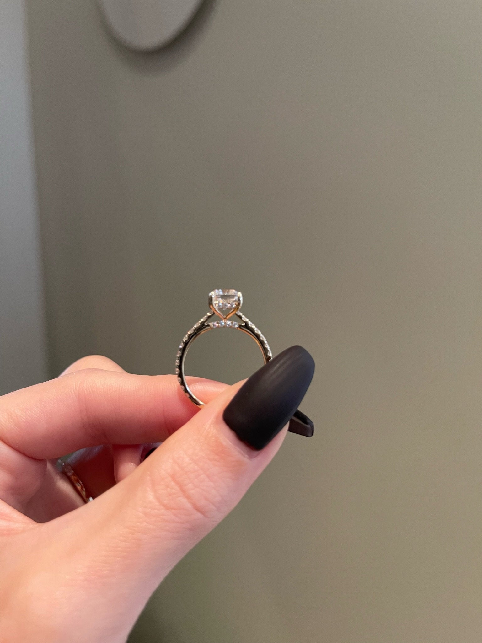2.0CT Asscher Cut Lab Grown Diamond Hidden Halo Pave Engagement Ring