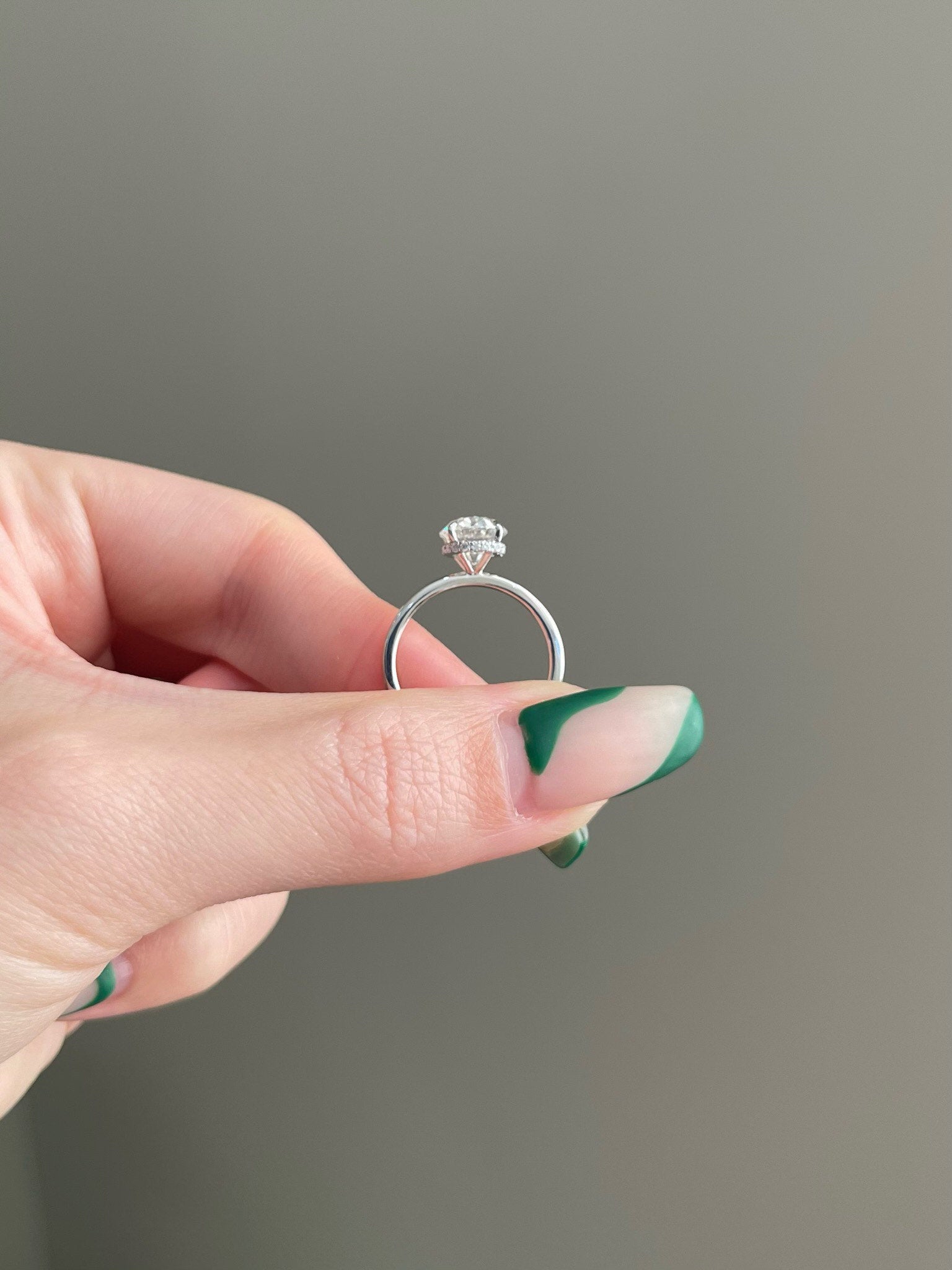 2.0CT Oval Cut Lab Grown Diamond Hidden Halo Solitaire Engagement Ring
