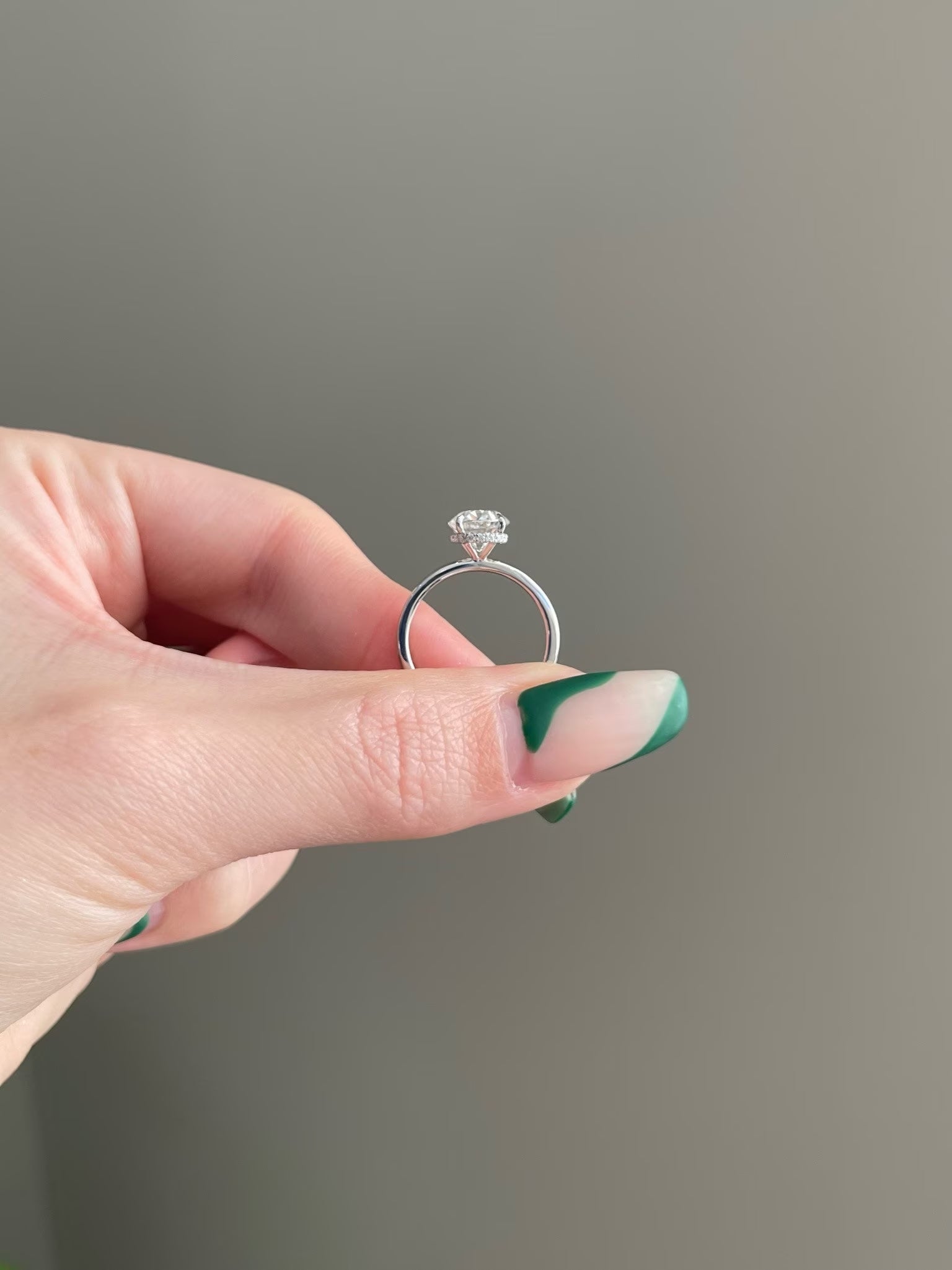 2.0CT Oval Cut Lab Grown Diamond Hidden Halo Solitaire Engagement Ring