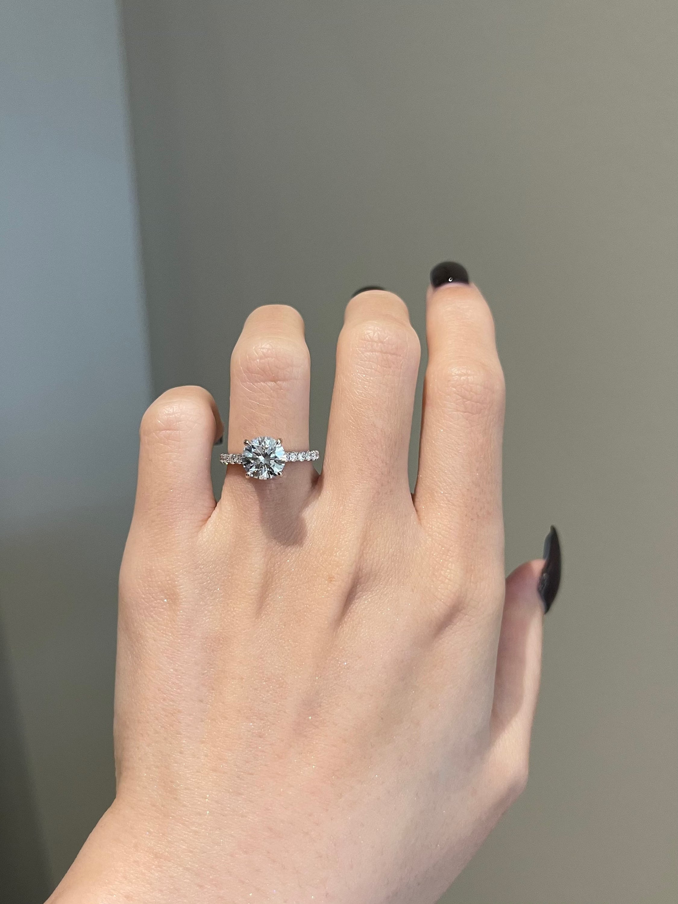 1.50CT Round Lab Grown Diamond Hidden Halo Cathedral Pave Engagement Ring