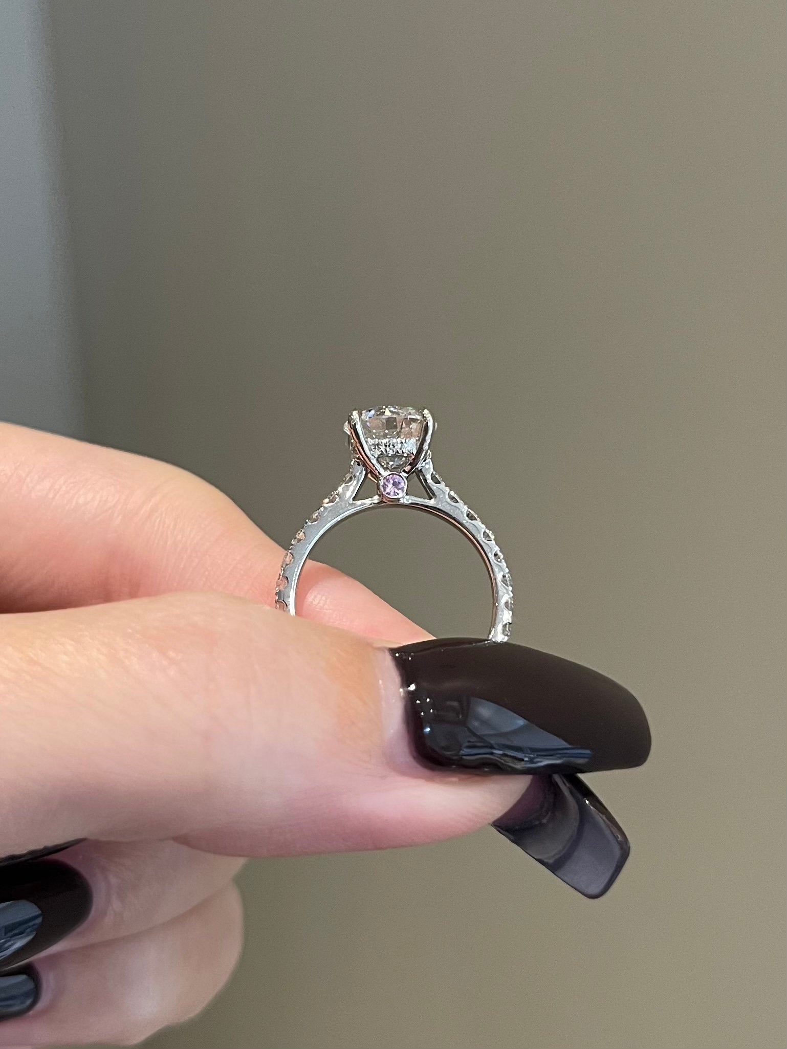 1.50CT Round Lab Grown Diamond Hidden Halo Cathedral Pave Engagement Ring