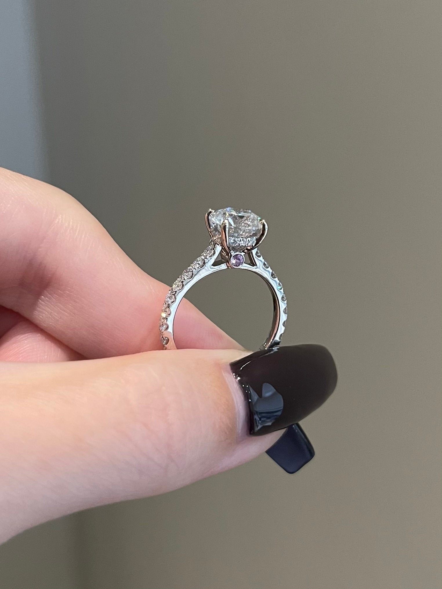 1.50CT Round Lab Grown Diamond Hidden Halo Cathedral Pave Engagement Ring