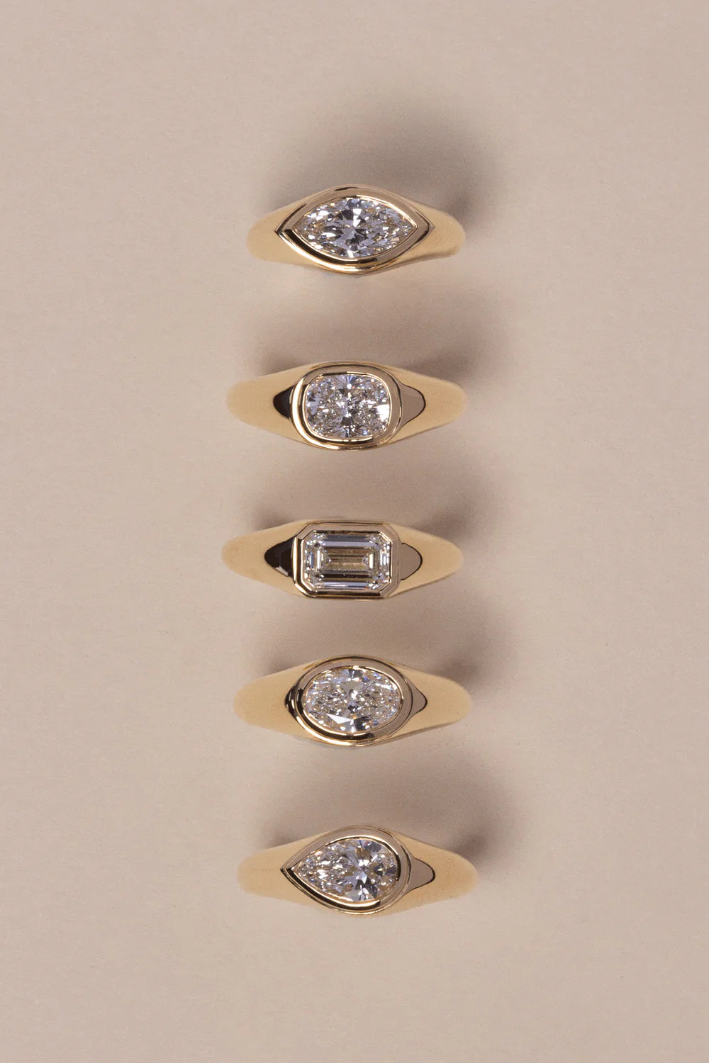2.0CT Bezel Set East West Elongated Cushion Lab Grown Diamond Signet Ring