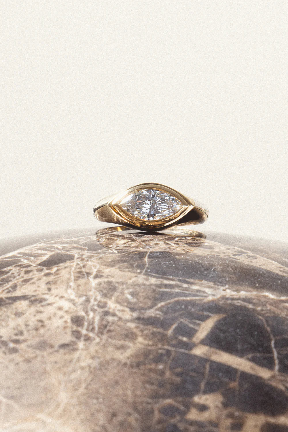 2.0CT Bezel Set East West Marquise Lab Grown Diamond Signet Ring
