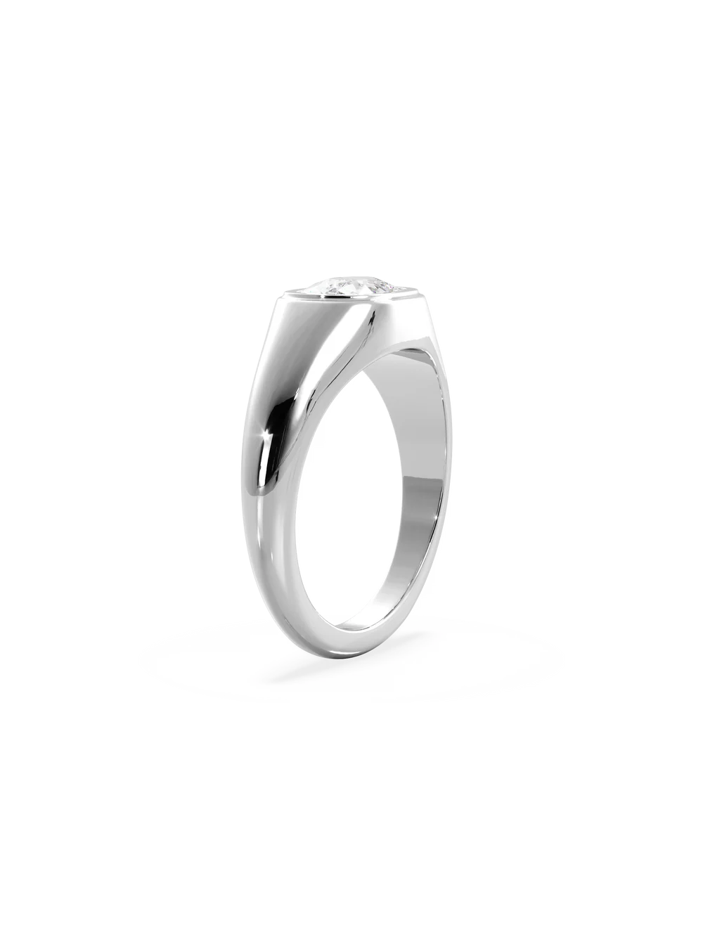 2.0CT Bezel Set East West Elongated Cushion Lab Grown Diamond Signet Ring