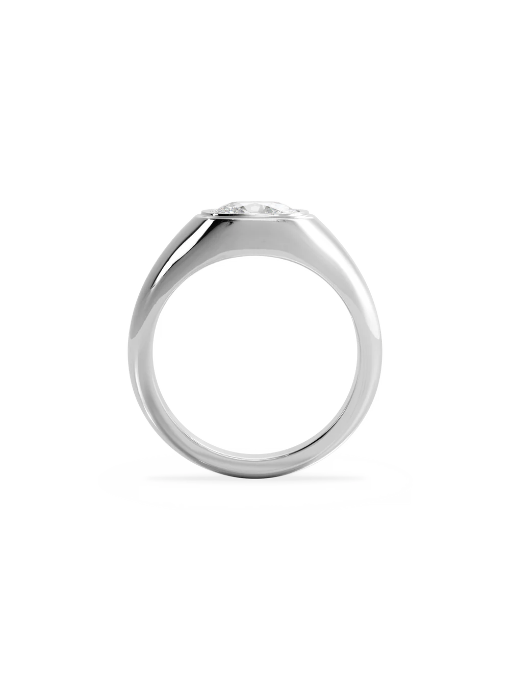 2.0CT Bezel Set East West Elongated Cushion Lab Grown Diamond Signet Ring