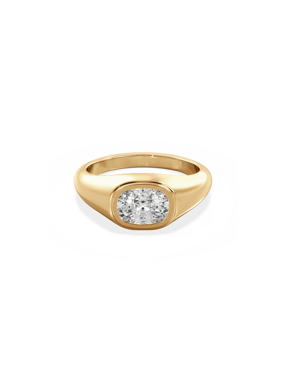 2.0CT Bezel Set East West Elongated Cushion Lab Grown Diamond Signet Ring