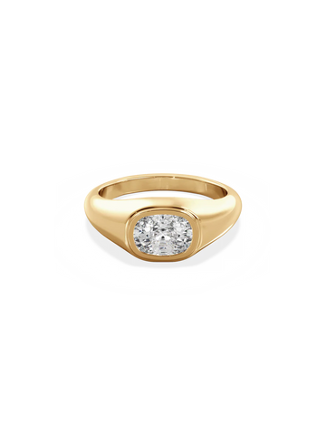 2.0CT Bezel Set East West Elongated Cushion Lab Grown Diamond Signet Ring