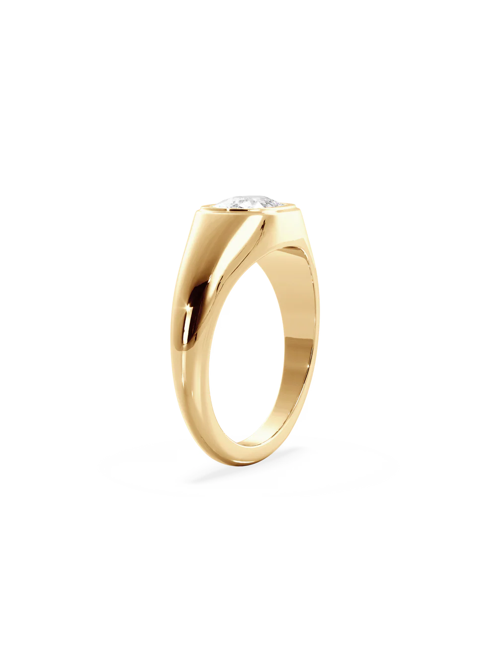 2.0CT Bezel Set East West Elongated Cushion Lab Grown Diamond Signet Ring