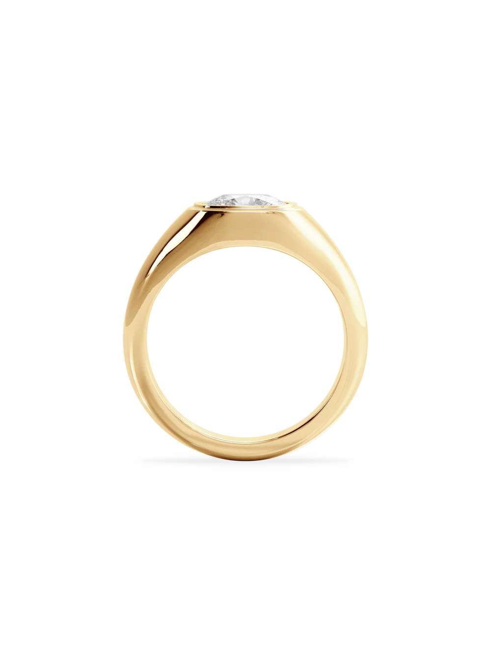 2.0CT Bezel Set East West Elongated Cushion Lab Grown Diamond Signet Ring