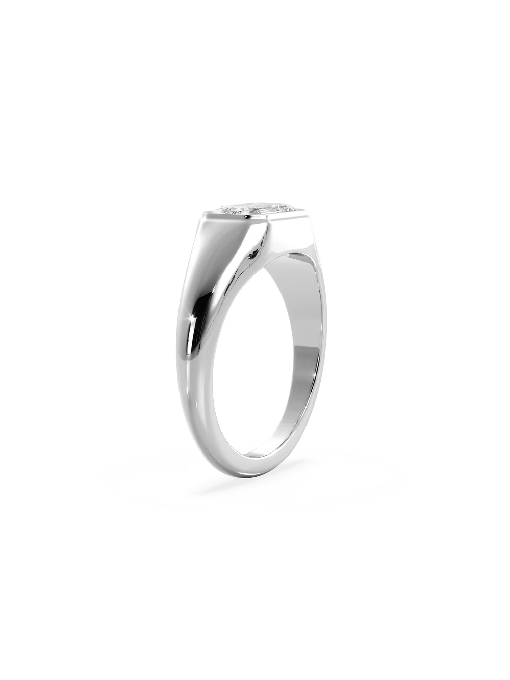 2.0CT Bezel Set East West Emerald Lab Grown Diamond Signet Ring