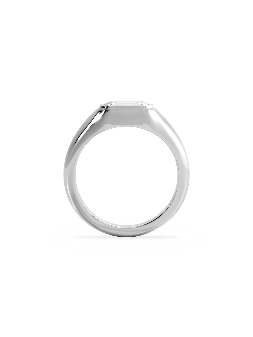 2.0CT Bezel Set East West Emerald Lab Grown Diamond Signet Ring