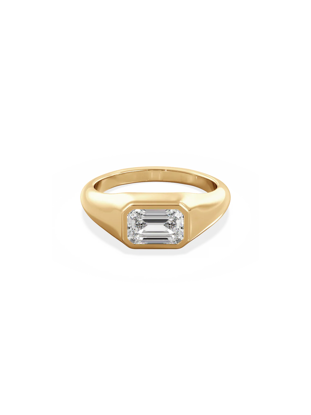 2.0CT Bezel Set East West Emerald Lab Grown Diamond Signet Ring
