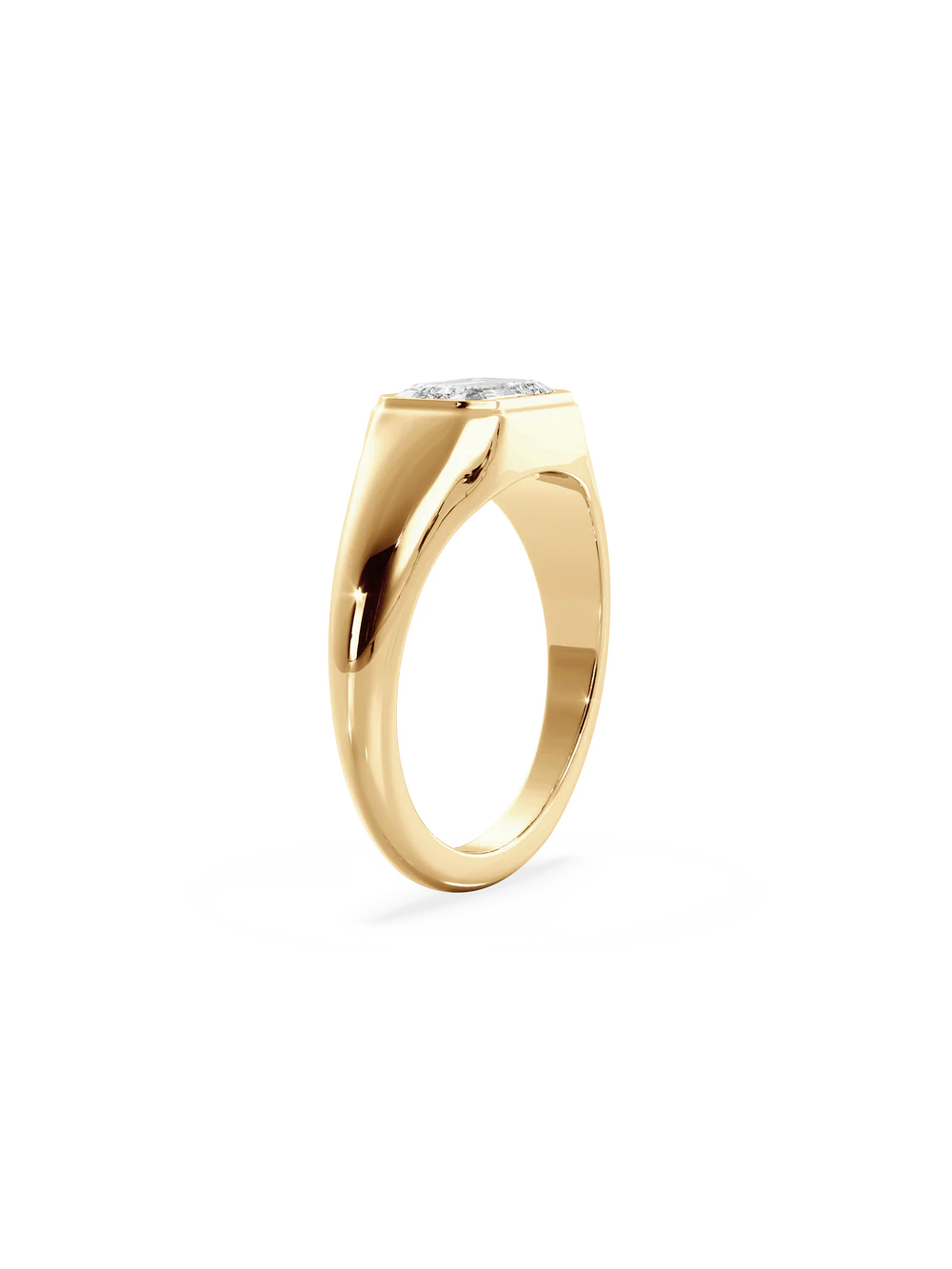 2.0CT Bezel Set East West Emerald Lab Grown Diamond Signet Ring