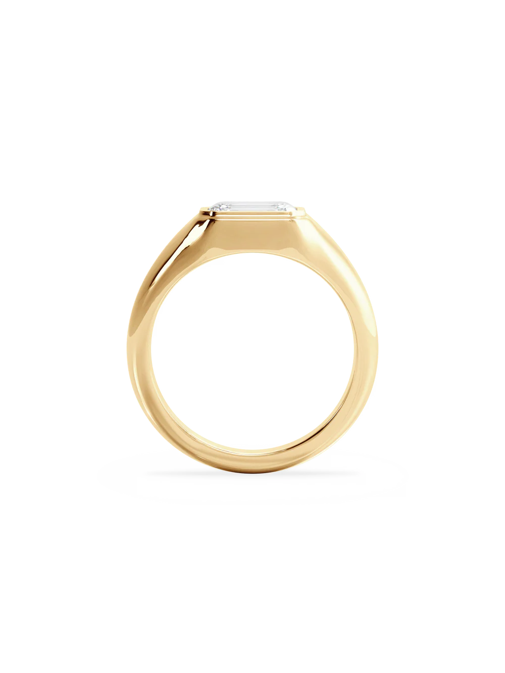 2.0CT Bezel Set East West Emerald Lab Grown Diamond Signet Ring