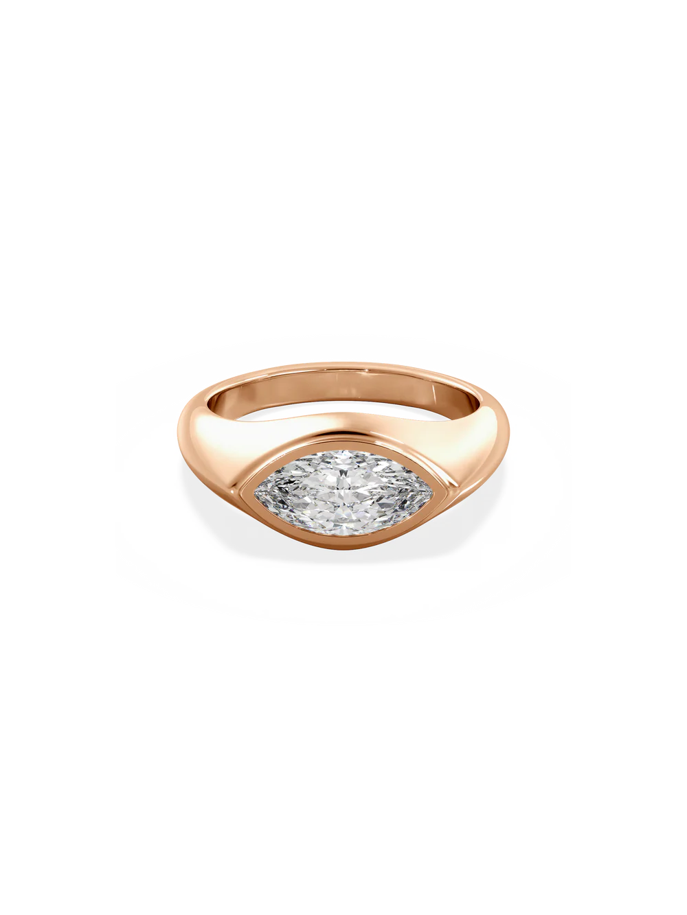 2.0CT Bezel Set East West Marquise Lab Grown Diamond Signet Ring