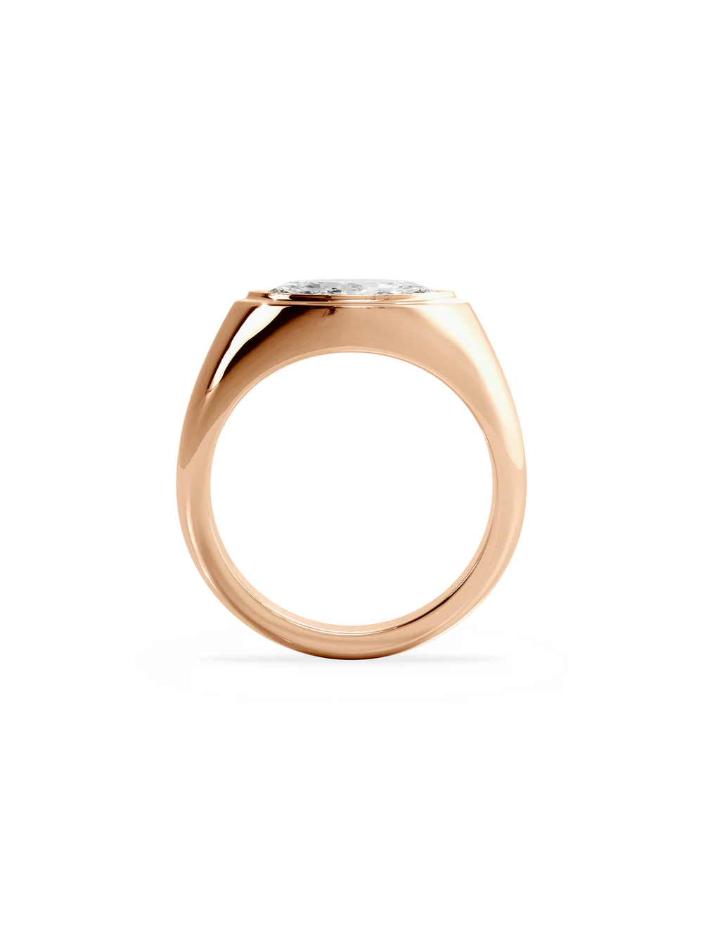 2.0CT Bezel Set East West Marquise Lab Grown Diamond Signet Ring