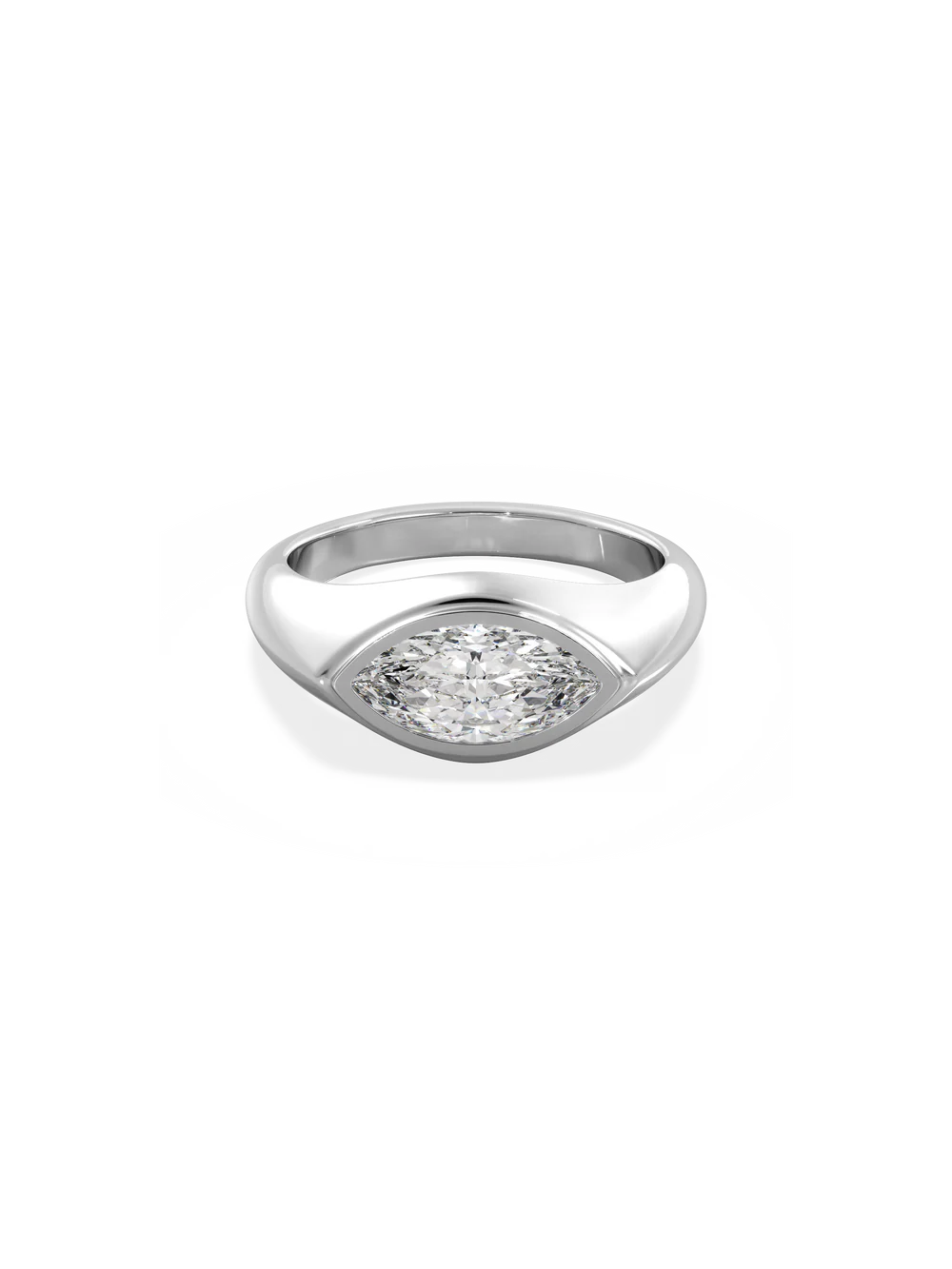 2.0CT Bezel Set East West Marquise Lab Grown Diamond Signet Ring