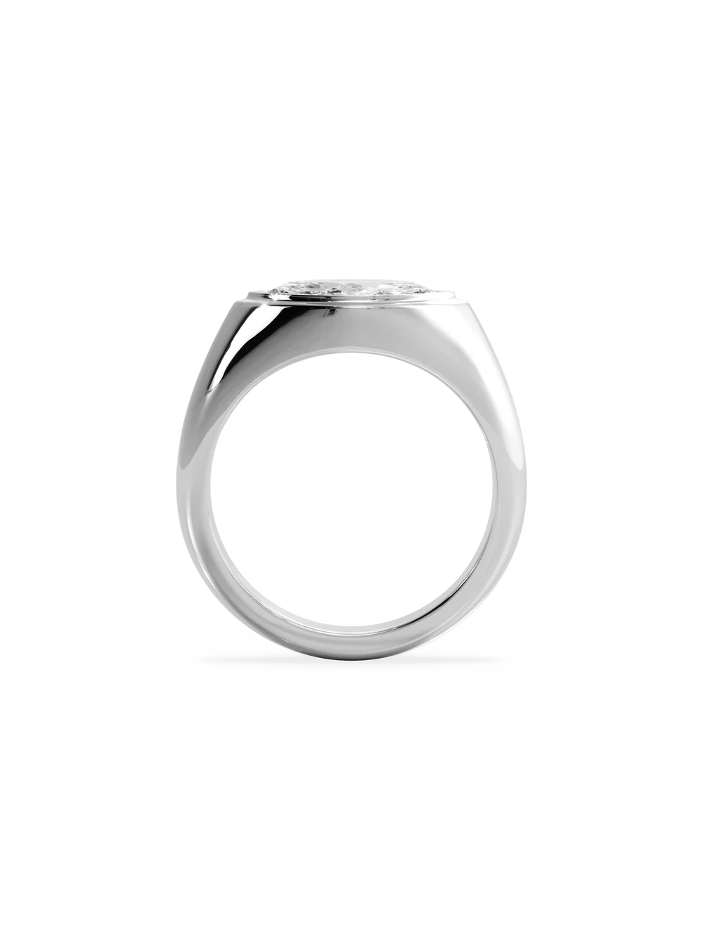 2.0CT Bezel Set East West Marquise Lab Grown Diamond Signet Ring