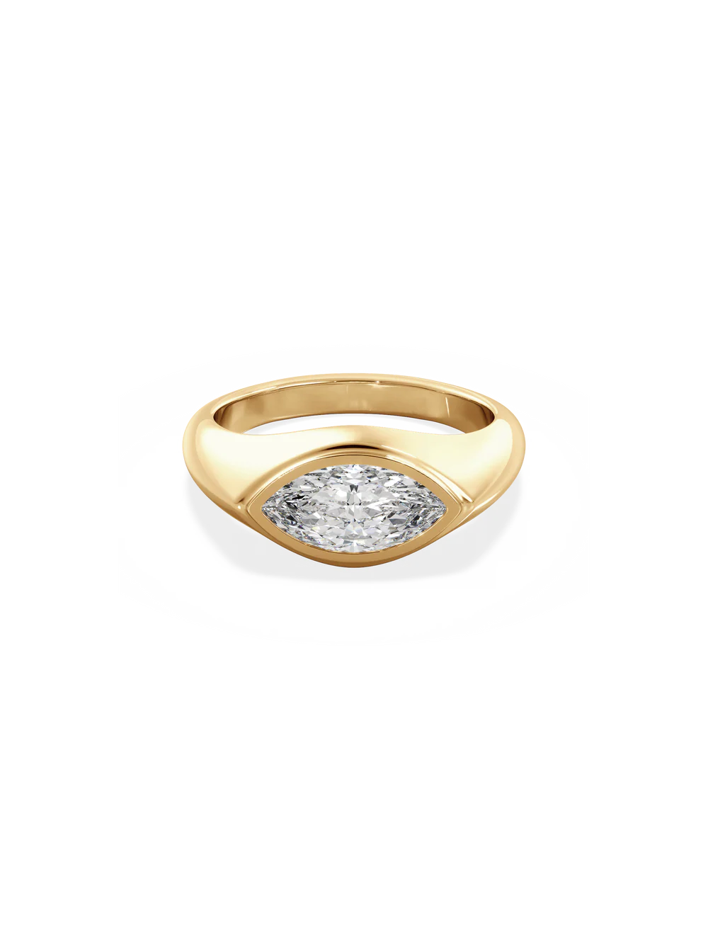2.0CT Bezel Set East West Marquise Lab Grown Diamond Signet Ring