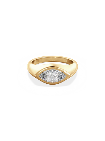 2.0CT Bezel Set East West Marquise Lab Grown Diamond Signet Ring