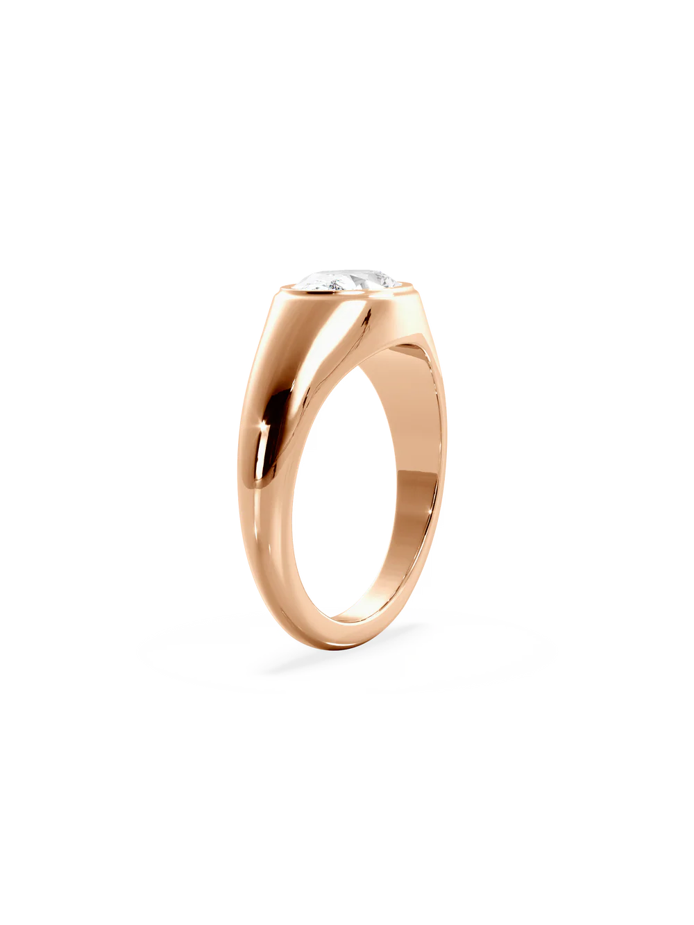 2.0CT Bezel Set East West Oval Lab Grown Diamond Signet Ring